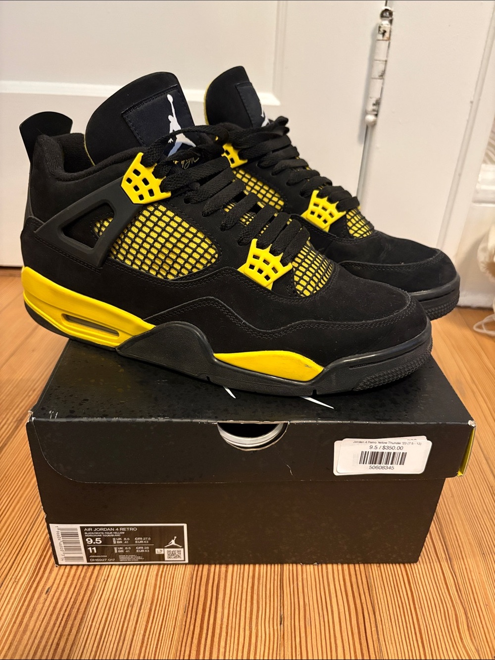 Air Jordan 4 Retro (Men's) Black and Yellow Sneakers